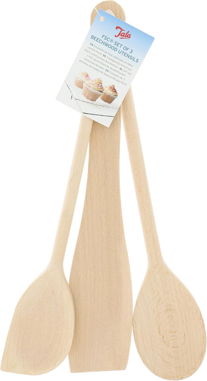 Tala 228286 Wooden Spatula Set, Wood, Multicolour, Hardwearing