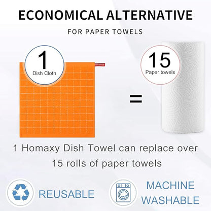 Homaxy 100% Cotton Terry Kitchen Dish Cloths, Ultra Soft and Absorbent Dish Towels for Kitchen, Perfect for Drying and Washing Dishes, 8 Pack, 12 x 12 Inches, Orange