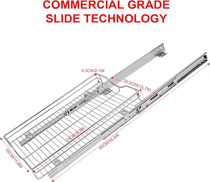 SITE Pull Out Cabinet Organizer 14" W x 21" D Heavy Duty Under Kitchen Cabinet Sliding Shelf,Requires At Least 15” Cabinet Opening, Chrome Finish