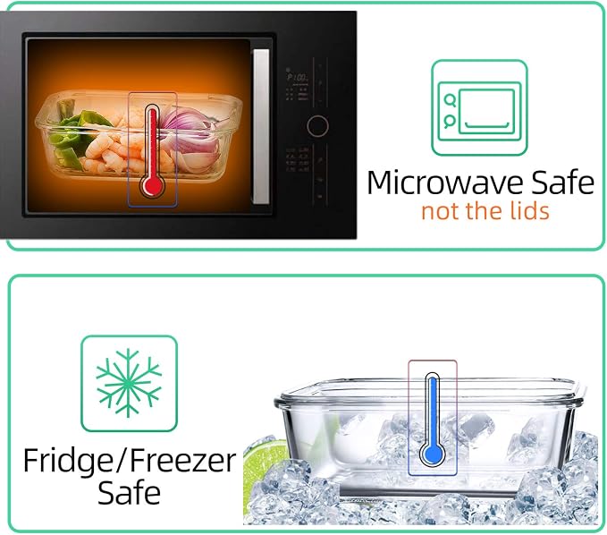 UMEIED Glass Meal Prep Containers 3 Compartment with Lids (5 Pack, 36oz), Divided Glass Storage Containers for Lunch at Work, Leak-Proof Portion Control Food Containers, Microwave/Dishwasher Safe