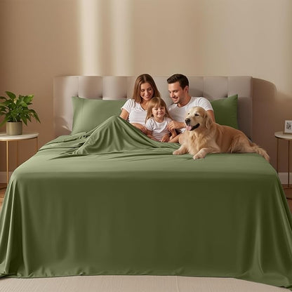 Utopia Bedding Queen Size Sheet Set – 4 Piece Bed Sheets, Soft and Breathable Microfiber, Includes 1 Fitted Sheet, 1 Flat Sheet and 2 Pillowcases – Oeko Tex (Olive)
