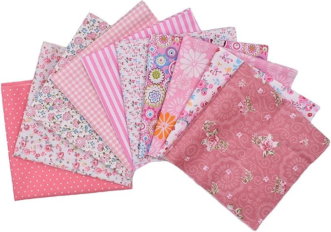 10pcs 12 x 12 inches (30cmx30cm) Print Pink Series Fabric Bundle Squares Patchwork DIY Sewing Scrapbooking Quilting Pattern Artcraft Collection B