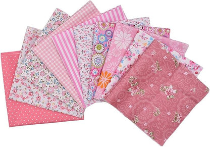 10pcs 12 x 12 inches (30cmx30cm) Print Pink Series Fabric Bundle Squares Patchwork DIY Sewing Scrapbooking Quilting Pattern Artcraft Collection B