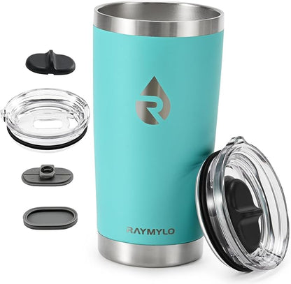 RAYMYLO Insulated Travel Coffee Tumbler 20oz, Detachable & Spill-Proof Slider Lid for Thorough Clean, Stainless Steel Reusable Coffee Mug with Lid Fits Most Car Cup Holder & BPA Free