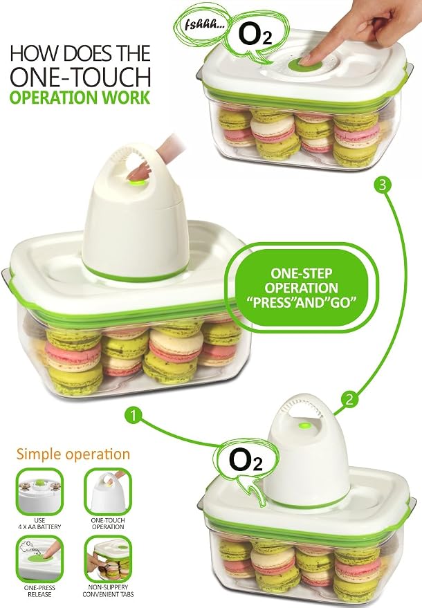 FOSA Vacuum Seal Food Storage System - Reusable Containers Starter Set & 2 Large Stackable Containers for Freshness (Pump Not Included)