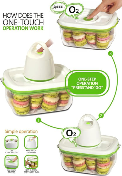 FOSA Vacuum Seal Food Storage System - Reusable Containers Starter Set & 2 Large Stackable Containers for Freshness (Pump Not Included)