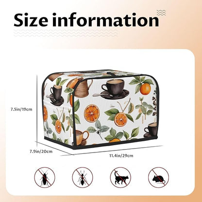 Orange Coffee 2 Slice Toaster Cover Wide Slot Dustproof Bread Maker Cover Fingerprint Protection Kitchen Appliance Cover Toaster Bag