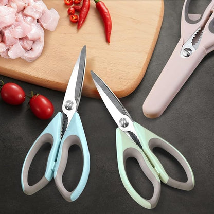 Kitchen Scissors All Purpose Heavy Duty, Kitchen Utensils Set, Stainless Steel Cooking Utensils Gadgets Meat Poultry Food Shears Dishwasher Safe Utility Tools Home (Dark green and light blue)