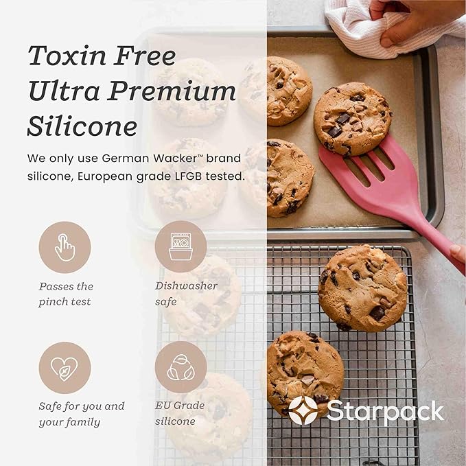 Starpack 'Head Turner' XL Premium Silicone Turner and Slotted Spatula - 13.5" Turning Spatulas High Heat Resistant to 600°F - Silicone Slotted Spatulas for Cooking - Non Stick Rubber Turning Spatula