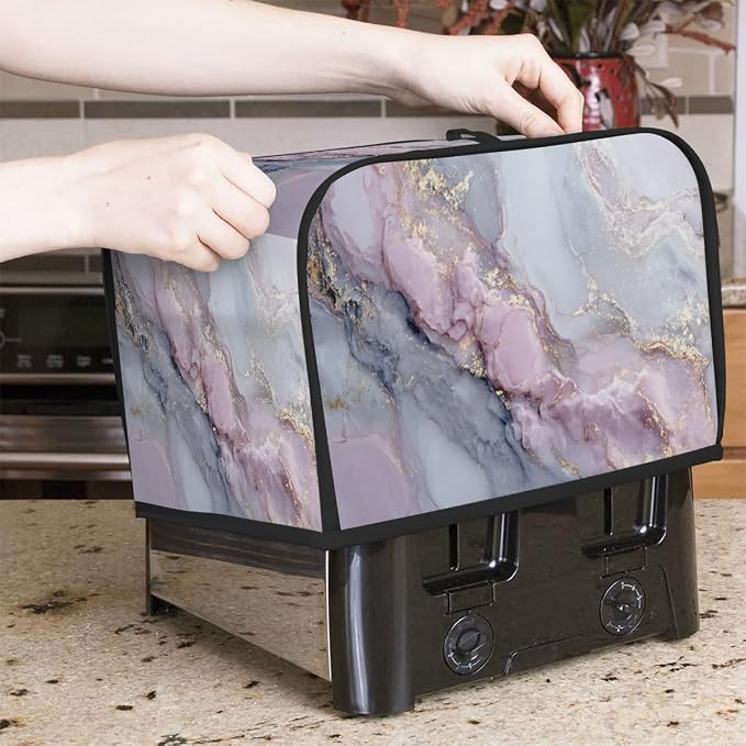 Toaster Cover 2 Slice Wide Slot Pink Grey MarbleBread Toaster Oven Dustproof Cover Small Appliance Kitchen Covers Dust and Fingerprint Protection for Women Gift 2 Slice