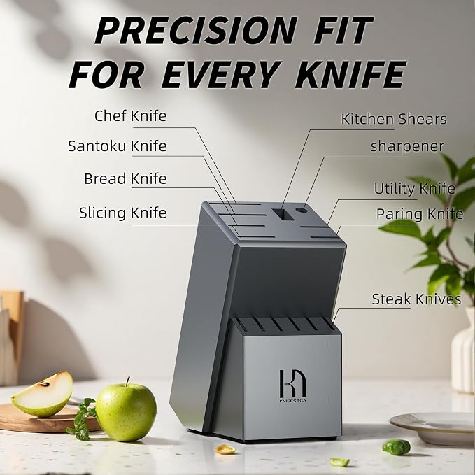KnifeSaga Premium Knife Set 15 Pcs Quality Kitchen Knife Set with Block, Japanese High Carbon Stainless Steel Razor Sharp Knife Block Set, Acacia Wood Block Knife Set with Ergonomic Full-tang Handle