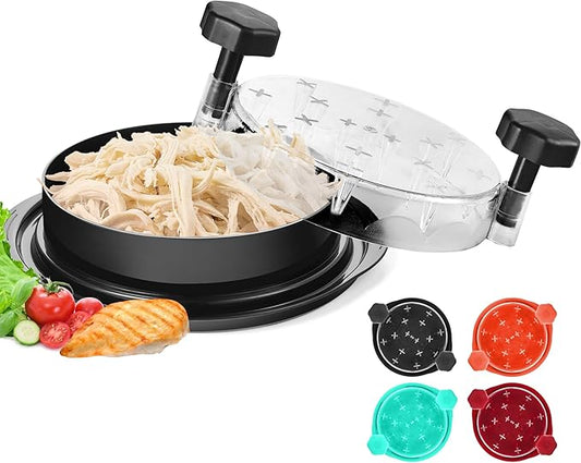 Chicken Shredder Tool Twist: 2026 Pro Food-Grade Visible Meat Shredder with Strong Anti-Slip Base, Ergonomic Handle, Chicken Breast Shredder, Suitable for Pork Beef Chicken - Black