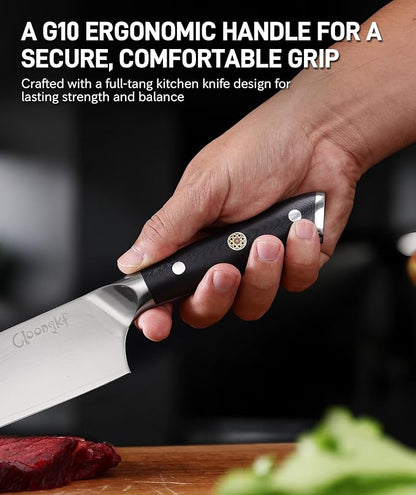 3-Piece Damascus Kitchen Chef Knife Set- 8" Chef Knife, 7" Santoku, 5.5" Utility Knife Japanese High Carbon Stainless Steel with G10 Handle Gift Box Cutting Tools for Meat, Vegetables