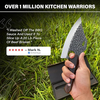 COOLINA Gator Butcher Knife – Hand-Forged High-Carbon Steel, 7.6 Inch, for Meat Processing, Hunting & Outdoor Cooking