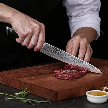 TURWHO Professional Sashimi Knives 8 Inch - Slicing Knife Classic Damascus Japanese VG-10 Steel Kitchen Chef Knife