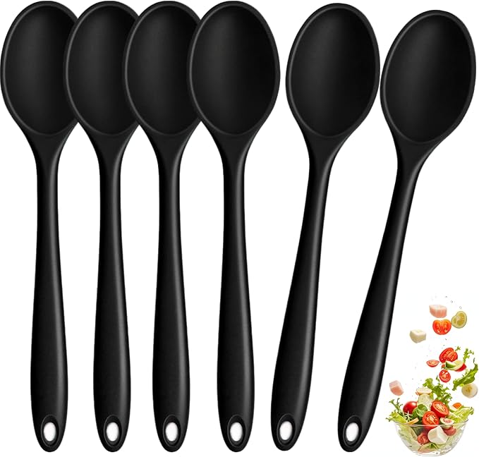 6 Pcs Mini Silicone Spoons 8 Inch Small Spoons,Heat Resistant Spoons the Food Spoon Mini Size Choose Carefully Before Purchasing