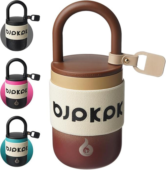 BJPKPK 10oz Insulated Stainless Steel Loop Tumbler With Lid And Handle Travel Coffee Mug Thermal Cup,Latte