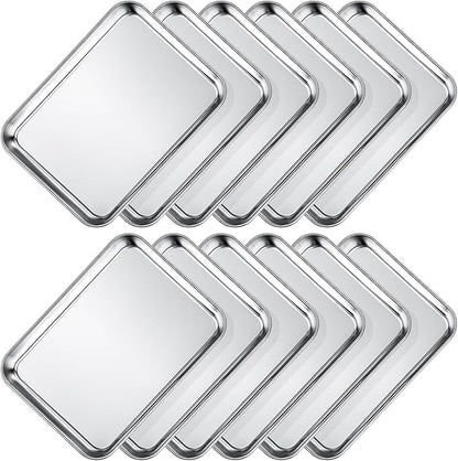 Wildone Sheet Pan Set Baking Sheet Cookie Sheet Baking Pan Toaster Oven Pans, 12 PCS Stainless Steel Baking Tray Cookie Pan, Heavy Duty & Dishwasher Safe, 9 x 6.7 x 1 Inches