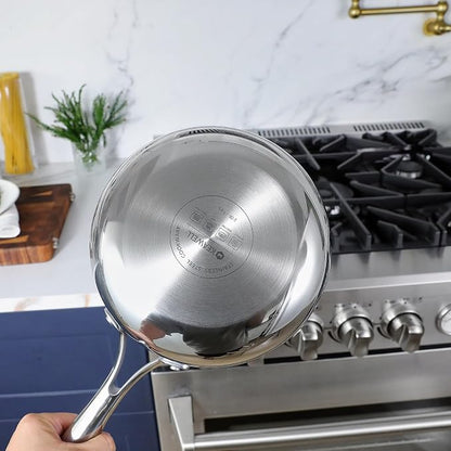 KEAWELL K3 Premium 2-Quart Tri-Ply Fully Clad Stainless Steel Saucepan with Lid, Induction & Oven Safe up to 600°F, Even Heating, Professional Cookware for All Stovetops (2-Qt)