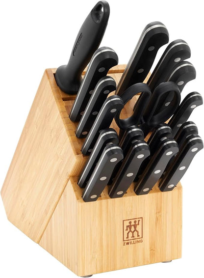 ZWILLING Twin Gourmet Classic 18-pc Knife Block Set, German Stainless Steel, 3 Rivet Handle, No-Stain, Includes Shears Honing Steel, Made in Spain