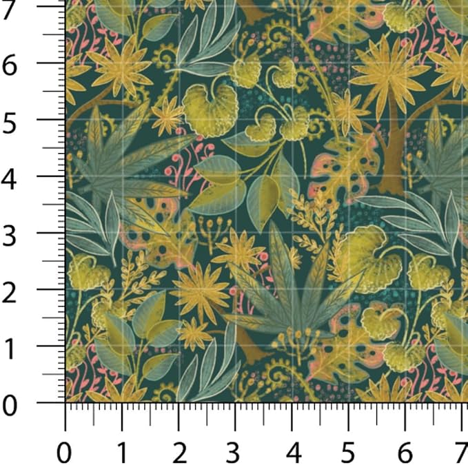 Tropical Patchwork Fabric Panel 100x155 cm – 100% Cotton Satin, 6 Coordinated Botanical & Bird Prints on One Continuous Sheet (Wild Tropics, 6pcs 50x50cm)