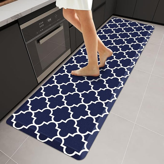 WISELIFE Anti Fatigue Floor Mat - 4/5 Inch Thick Kitchen Mat Non Slip Waterproof Heavy Duty Ergonomic Comfort Mat Durable for Home, Office, Sink, Laundry,(22" x 72", Blue)