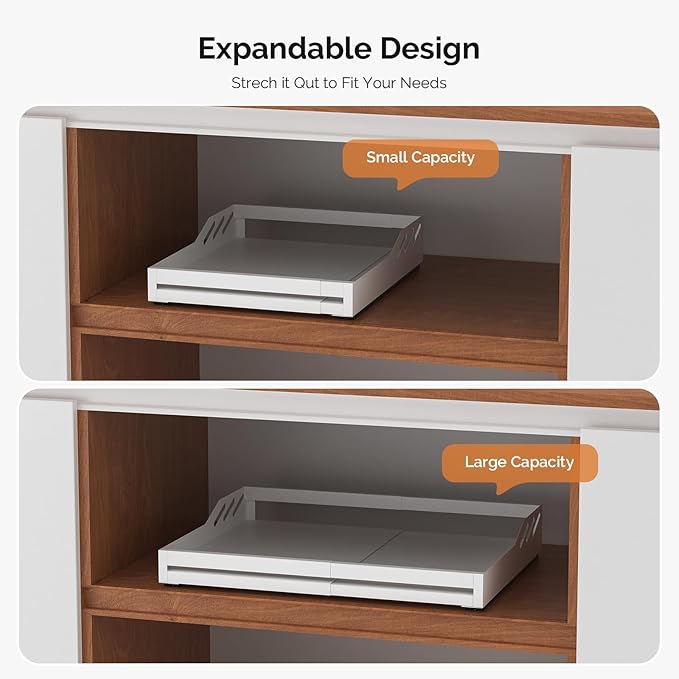MaraFansie Pot Stands Pull Out Cabinet Organizer Expandable(13"-19.68") Sliding Shelf with Adhesive Nano Film, Adjustable Width Roll Out Under Sink Organizer for Kitchen, Living Room