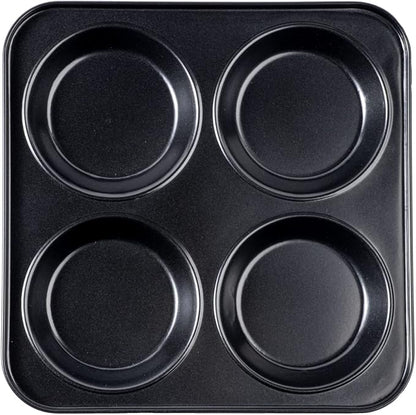 Muffin Top Pan Non Stick 4 Cavity Baking Moon Pie Whoopie Pie, 4 Inch Yorkshire Pudding Pan Hamburger Bun Pan Cake Baking Tray Egg Sandwich Mold Maker Mold for Oven, Air Fryer