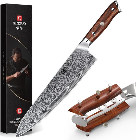 XINZUO 10 Inch Damascus Chef Knife Kitchen Knife Sharp Gyuto Knife Stainless Steel Fashion Professional Chef's Knife with Rosewood Handle