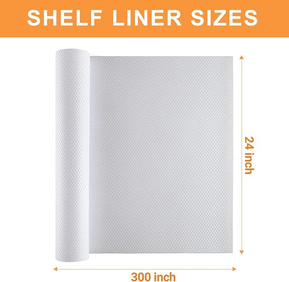 FLPMIX Shelf Liner 24 inch Wide - Waterproof Cabinets Liners, Non Adhesive, Easy to Cut Under Sink Mat Liners for Kitchens Drawer, Shelves, 24 X 300Inch White
