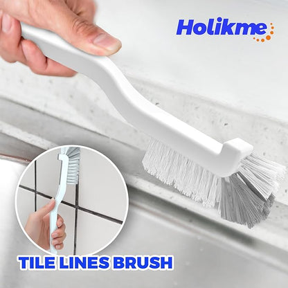 Holikme Cleaning Brush Set, Scouring Pad for Cleaning, Groove Gap Brushes for Pot, Pan, Kitchen Sink, Wire Brushes (Azul)