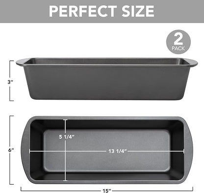Tiawudi Extra Large Bread Pan, 13" x 5" Long Loaf Pan, Nonstick Baking Pan, Rectangular Loaf Tin, Set of 2