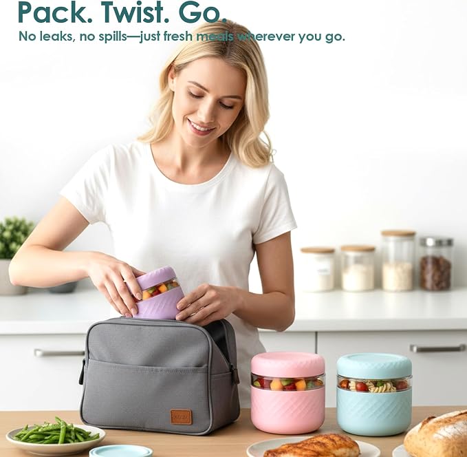 16 oz Glass Lunch Bowl Container with Lid | Leak & Spill Proof, BPA-Free, Microwave & Dishwasher Safe, Airtight Meal Prep & Food Storage Jar for Lunch, Salad, Soup, Overnight Oats, Stew, Yogurt