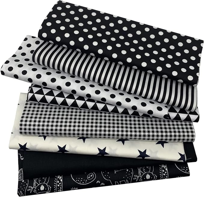 aufodata 8 Pieces 19.6" x 19.6" (50cm x 50cm) Cotton Fabric Squares Quilting Patchwork Floral Pattern Precut Fabric for DIY Quilting Sewing Crafting Artcraft (Black)