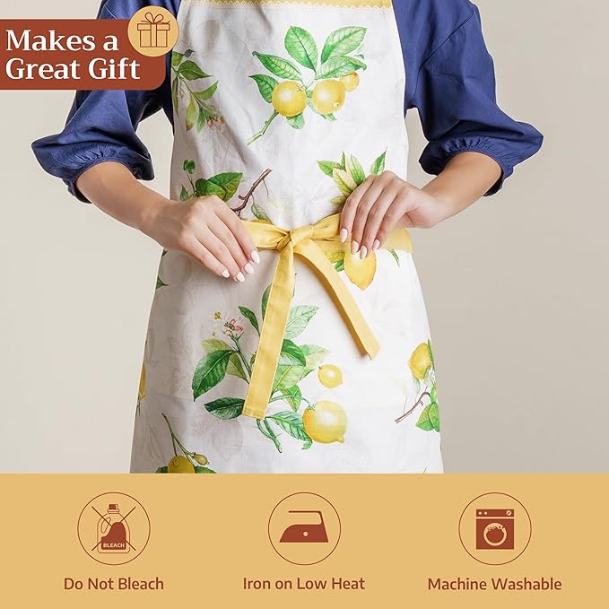 Maison d' Hermine 100% Cotton Apron for women with Pocket Kitchen Chef Apron for Men Cooking Spring Summer