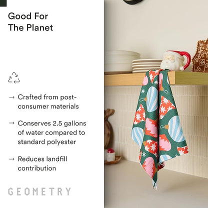 GEOMETRY Christmas Kitchen Towels - Quick Dry Microfiber Cloth Dish Towels for Kitchen Drying - Premium Quick Dry Towel - Ornamenta