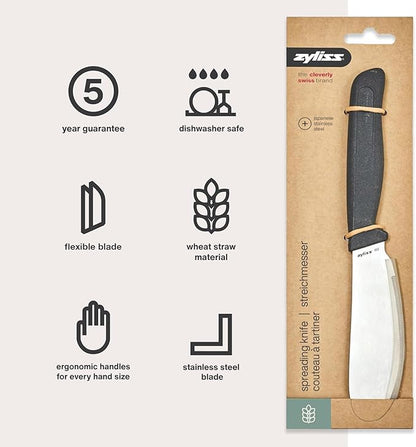 Zyliss Sandwich Knife & Condiment Spreader - Sandwich Spreader for Butter, Cream Cheese, & Jellies - Ergonomic Stainless Steel Spreading - Butter Spread for Bagels & Toast - Gray 4.7"