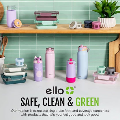 Ello Duraglass 3.4 Cup Meal Prep Sets 10Pc, 10 Pack Set- Glass Food Storage Container with Silicone Sleeve and Airtight BPA-Free Plastic Lids, Dishwasher, Microwave, and Freezer Safe, Evening Orchard