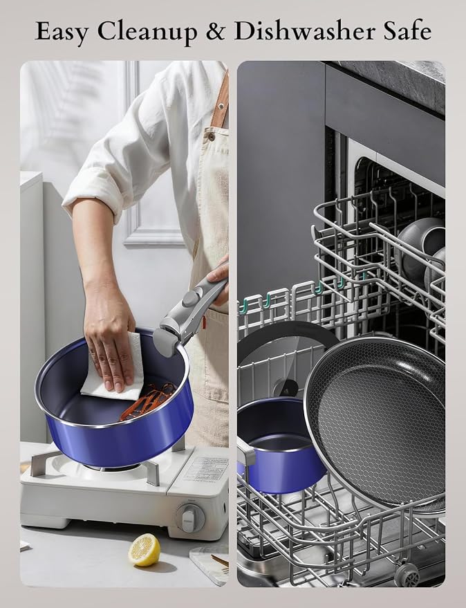 Pro DUXANO 12PC Nonstick Pots and Pans Set&Hybrid 3-Ply Stainless Steel Skillet, High Heat Sear&Fry, 2-Layer Ceramic Induction Cookware, 9H Scratch-Resistant&Anti-Warp,PFAS Free,All Cooktop/Dishwasher