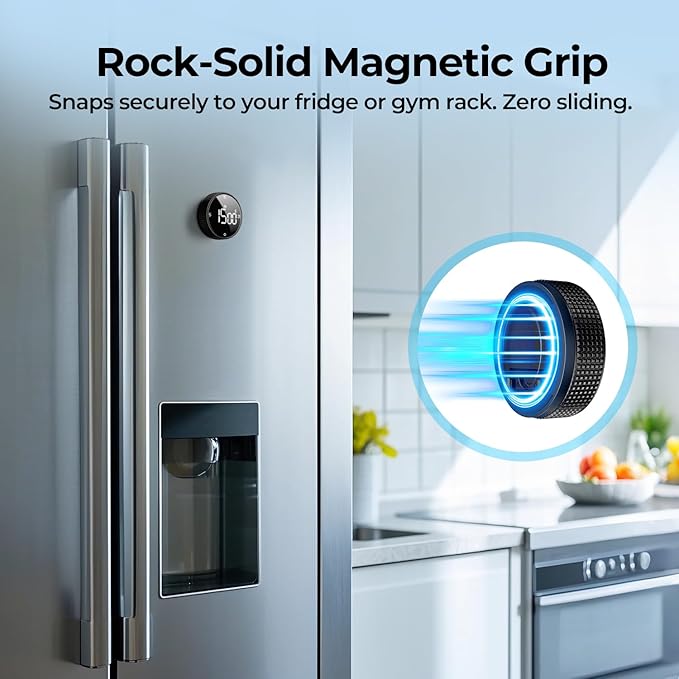Digital Magnetic Kitchen Timer for Cooking, Large LED Visual Countdown Timer, Rotating Dial Pomodoro Focus Timer, Adjustable Volume, 5/15/25 Min Presets for Kids, Teachers, Seniors