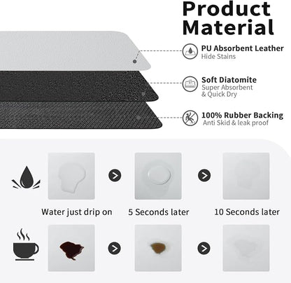 HotLive Coffee Mat - Absorbent Hide Stain Rubber Backed Dish Drying Mat for Kitchen Counter - Bar Mats for Countertops Accessories Fit Under Coffee Maker Espresso Machine