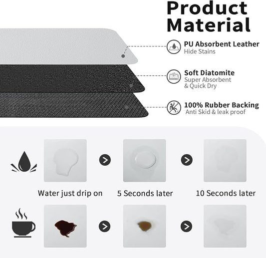 HotLive Coffee Mat - Absorbent Hide Stain Rubber Backed Dish Drying Mat for Kitchen Counter - Bar Mats for Countertops Accessories Fit Under Coffee Maker Espresso Machine