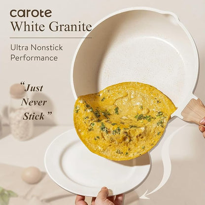 CAROTE Pots and Pans Set, Nonstick Cookware Sets, 21pcs Induction Cookware Kitchen Set Non Stick Cooking Set w/Frying Pans & Saucepans (PFOS, PFOA Free)