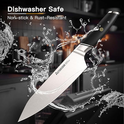 Astercook Chef Knife, 8 Inch Professional Kitchen Chef Knife, German High Carbon Stainless Steel Ultra Sharp Knife, Chefs Knives with Ergonomic Handle and Gift Box (ABS Handle), Mothers Day Gifts