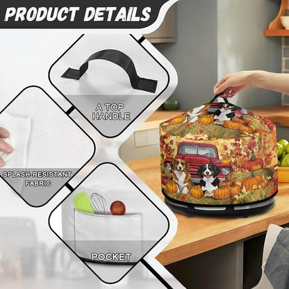 Autumn Dogs Truck Slow Cooker Dust Cover Protection Compatible with 6-8 qt Crock for Pot Small Kitchen Appliance Thanksgiving Decor Dust Cover