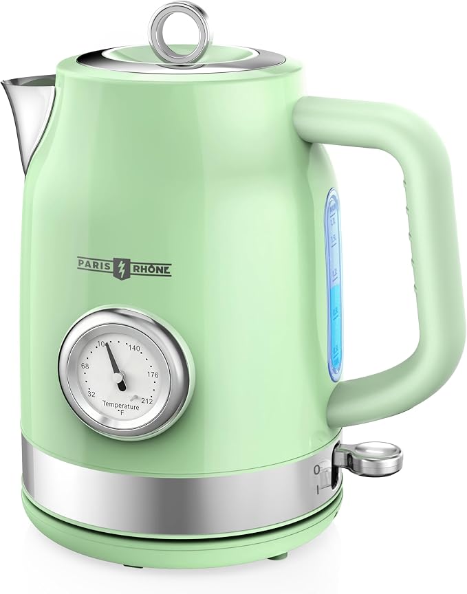 Paris Rhône Electric Kettle, Tea Kettle with 6 Temperature Settings, 1.7L Cordless Hot Water Boiler Heater, Strix Thermostat, Touch Control, Auto-Shutoff/Boil-Dry Protection, Keep Warm, LED Indicator