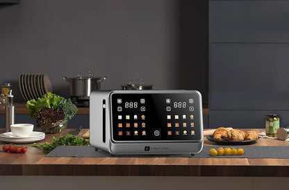 MAGNAVOX HOME, Culinary Chef 4 Slice Smart Toaster, Touchscreen, Wide Slots- Bread, English Muffins, Croissants, and Bagels, 5 Adjustable Toast Settings, Cancel/Defrost, 6 Bread Types & Shade Settings