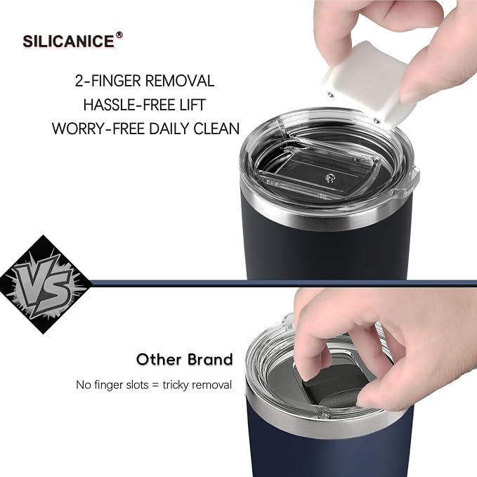 20oz Hygienic Stainless Steel Vacuum Insulated Tumbler w/ Easy-On/Easy-Off Lid - Removable slider, Double Wall 18/8 Travel Mug, BPA-Free, Fits Cup Holders, Premium Quality, Smart Value - Lilac