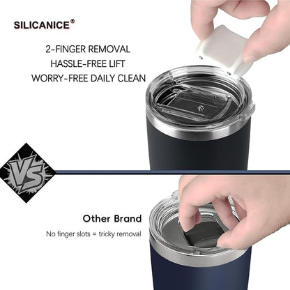 20oz Hygienic Stainless Steel Vacuum Insulated Tumbler w/ Easy-On/Easy-Off Lid - Removable slider, Double Wall 18/8 Travel Mug, BPA-Free, Fits Cup Holders, Premium Quality, Smart Value - Lilac