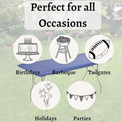 Kwik-Covers 8' Rectangle Plastic Table Covers 30" x 96", Bundle of 5 (Royal Blue)